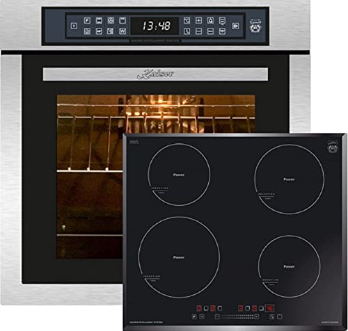 Kaiser Ensemble de cuisinières à induction EH 6306 R+KCT 6705 FI, Four encastrable,inox,79L 15 ft Gril Air fryer Full Touch + 4 zones de cuisson, Cuisinière encastrable, Power Booster