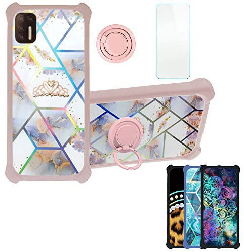 Aroepurt Coque pour Klipad KL605 KL608 608 Coque Compatible avec Klipad KL605 KL608 608 Coque Étui [avec Trempé 9H Protection D'écran] Case Support de Bague PC + Silicone IMDF-HG