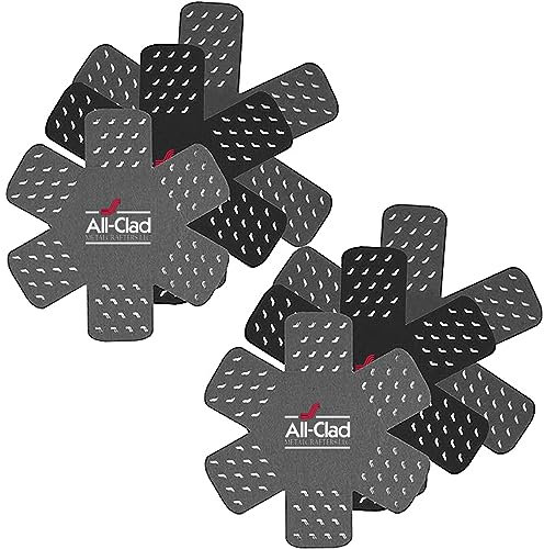 All-Clad Premium Cookware Protectors: Pot and Pan Protectors for Kitchen Organization - Perfect for Cast Iron, Steel, or Glass, 6-Piece, Black/Grey