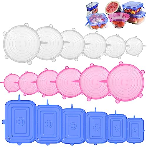 dgn 18 Pezzi Coperchi In Silicone Estensibile, Riutilizzabile, Stretch per Barattoli Ciotole