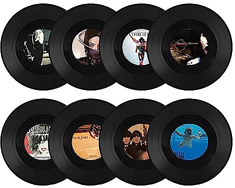 8 Stück Schallplatten Wanddekoration, Musik Party Wand Dekor, Schallplatten Dekoration Wand, Deko Schallplatten, Musik Platten Deko Wand, für Bar, Café, Party, Wand Deko (7 Zoll,Zufälliges Muster)