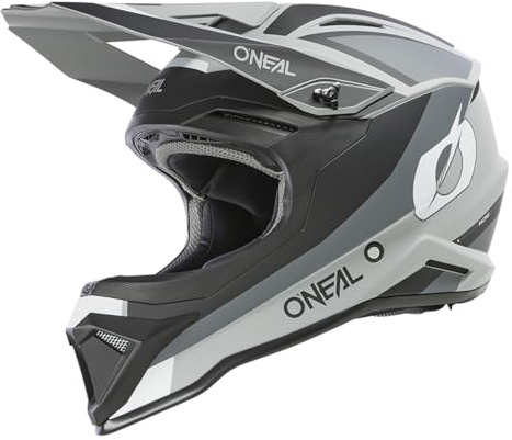 O'NEAL | Motocross-Helm | MX Enduro | ABS-Schale, Konfort-Innenfutter, Lüftungsöffnungen für optimale Belüftung & Kühlung | 1SRS Helmet Stream V.24 | Erwachsene | Schwarz Grau | Größe S