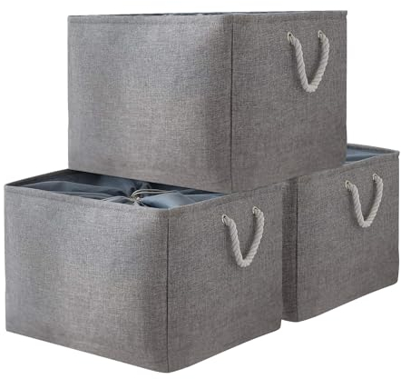 VAN CADENE Große Aufbewahrungskörbe für die Organisation, 3 Stück, Stoff-Aufbewahrungskorb für Regale, Aufbewahrungskörbe mit Kordelzug, Leinen-Schrank-Organizer und Aufbewahrung für Regal,