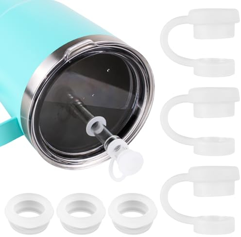 ZIZAISM Straw Cover and Spill Stopper for Yeti Straw Cup, Spill Stopper Accessories for Tumbler, Including 3 Silicone Straw Topper and 3 Leak Proof Stopper