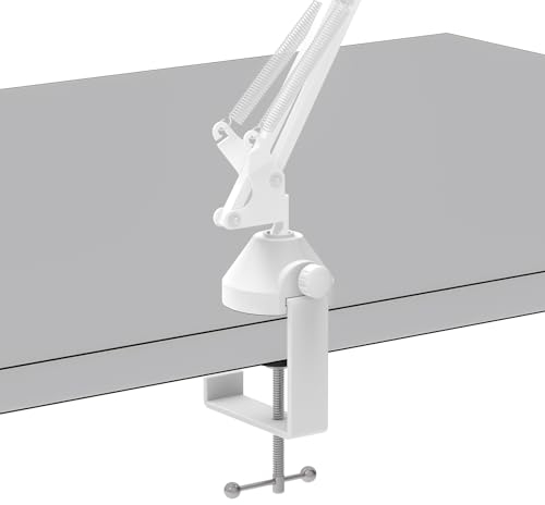 Geekria for Creators Microphone Desk Mount Clamp, Boom Arm Clamps for Adjustable Mic Stand Compatible with Rode PSA1+, TONOR T20, Aokeo AK-35, InnoGear Microphone Arm (White)