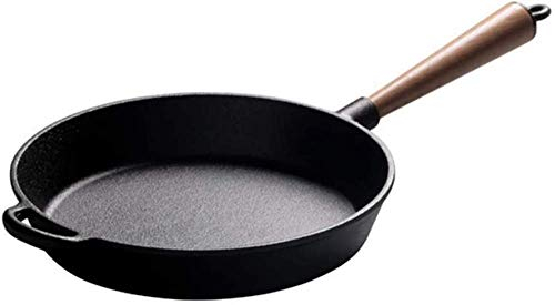 Ollas, Sartenes Sartén Sartén De Hierro Fundido Sartén De Cocción Saludable Sin Revestimiento De Madera Mango De Inducción/Gas, Sartén Negra -24CM (Black 22CM)
