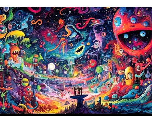 Puzzle 1000 Teile, 1000 Teile Puzzle für Erwachsene und Kinder, Impossible Puzzle, Puzzle-Geschenk, Clevere Rätsel, Puzzle Farbenfrohes (Die seltsame fremde Welt)