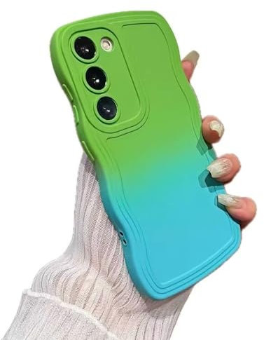 Rnrieyta Miagon Gradient Aesthetic Welle Hülle für Samsung Galaxy A70,Süßes Curly Handyhülle Frauen Mädchen Lockige Rahmenform Design Silikon TPU Bumper Schutzhülle