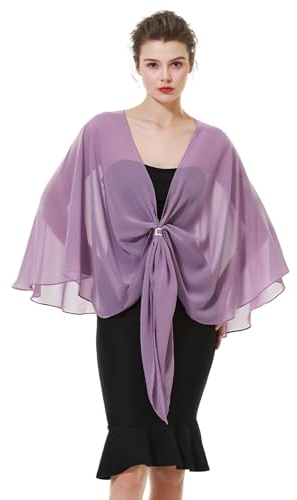 BEAUTELICATE Damen Chiffon Schal Stola Elegante Bolero Leichter Sommerjacke Braut Schal für Brautkleid Hochzeit Abendkleid Festlich (Opera Mauve, Einheitsgröße)