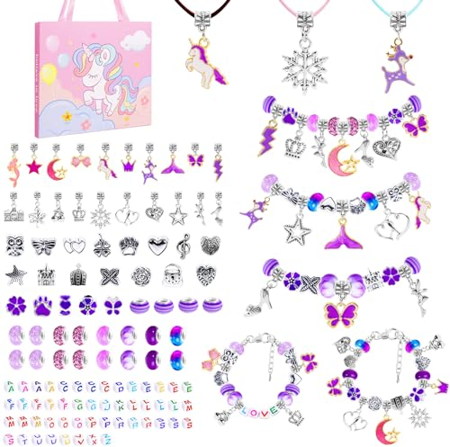 Schmuck Basteln Mädchen Armband Selber Machen Set Kinder Ketten Armbänder Bastelset 3 4 5 6 7 8 9 10 11 12 Jahre Schmuckbastelsets ab Spielzeug Kinderschmuck Schmuckset DIY Geschenk Selbermachen
