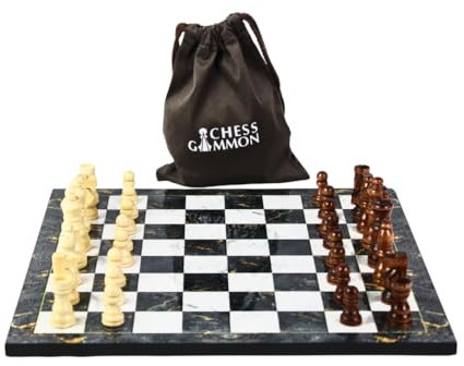 Graues Marmor-Design, Schachspiel, 35,6 cm