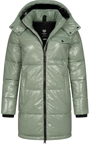 Ragwear Warmer Damen Wintermantel Shiny Steppmantel aus glänzendem Material mit Kapuze Roobie Long YOUMODO XS-3XL