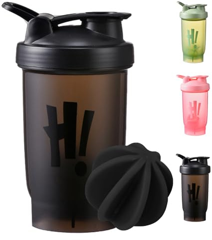 KANGSIT Protein Shaker Bottle with Mixing Ball, 700ml, Black | BPA- and DEHP-free, Leakproof Flip On Lid, Protein & Supplement Shaker