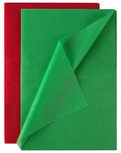 BETESSIN 20 Bögen Seidenpapier Weihnachten - 50x70cm Rotes und Grünes Seidenpapier Verpackungsmaterial - Weihnachtsgeschenkpapier für Geschenkverpackungen zu Weihnachten, Geburtstag, Valentinstag