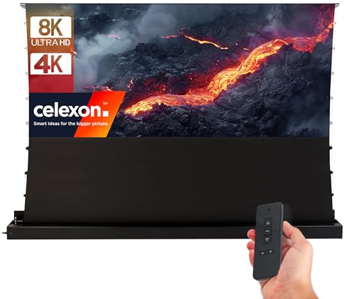celexon Expert CLR UST-Bodenscheren-Aufroll-Motor-Hochkontrast-Möbeleinbau-Leinwand 114 | 266x114cm 21:9 | elektrische 8K, Full-HD Heimkino-Projektionsleinwand | NUR für Ultrakurzdistanz-Beamer!