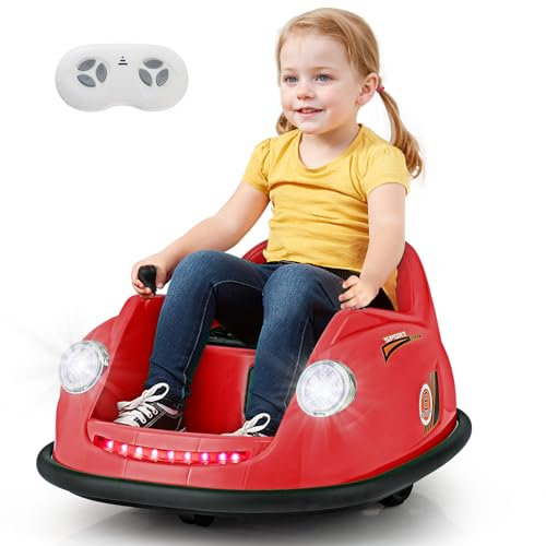 COSTWAY 12V Autoscooter Kinder, Elektro Bumper Car mit Fernsteuerung & LED-Lichtern & Musik, Kinderauto 360-Grad Drehung, für Kinder von 2–5 Jahren (Rot)