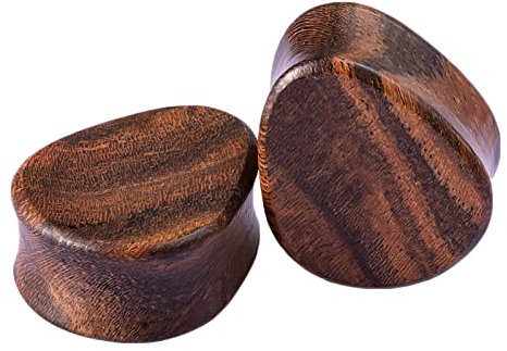 Grewod Tunnel Männer, Holz Braun Tropfen Ohr Tunnel Damen Flesh Tunnel Ohr Plug Ohr Expander Piercing Schmuck 25MM, 2 Stück