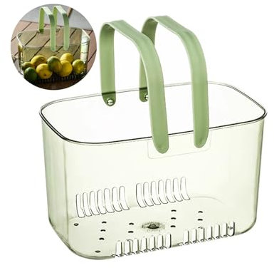 Balakaka Panier De Douche avec Poignées 5,8 L, Panier De Douche Portable avec Trou de Vidange, Panier De Rangement pour Stocker des Produits Cosmétiques Shampooing, Vert herbe