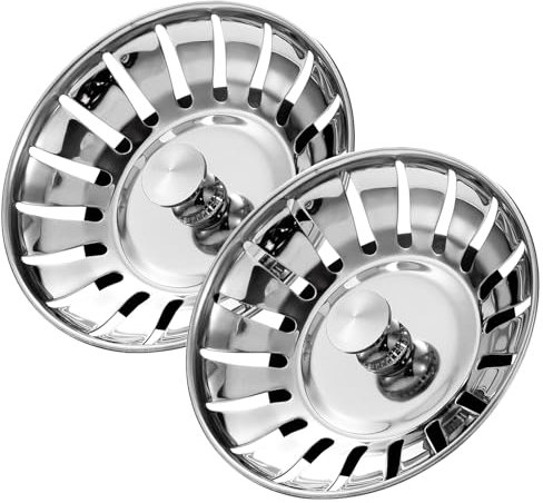 Tomario 2 Pack 78mm Upgraded Kitchen Sink Plug Strainer Coladores de Acero Inoxidable Espesos Tapones de Fregadero de Repuesto para Recoger la Comida, Fregaderos Diámetro del Agujero 78-80.3mm