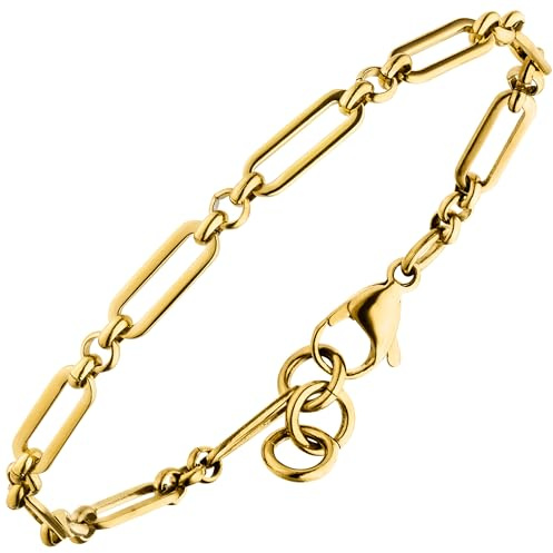 Jobo Damen Herren Armband Paperclip Edelstahl goldfarben 20 cm
