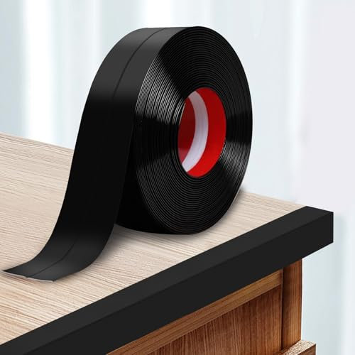 SDLDEER Plinthe souple autocollante - 6 cm x 4 m - Protection des bords - En PVC souple - Pour portes, fenêtres, murs, cuisine, carrelage (noir)