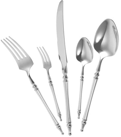 Cabilock Cuchillo Chuletero Juego De Cubiertos Tenedores y Cucharas Acero Inoxidable Para Familia