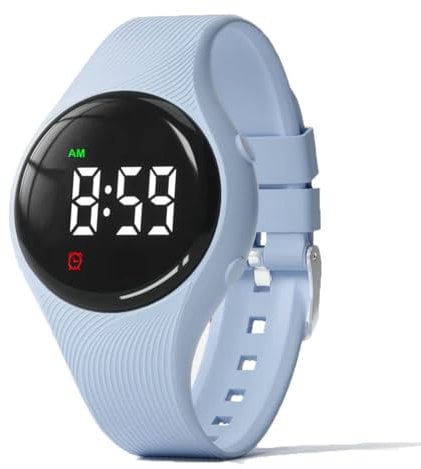 e-vibra Töpfchentrainingsuhr – Wasserabweisende leise vibrierende Uhr – wiederaufladbare medizinische Erinnerungsuhr – mit Alarm und Sperrbildschirm, Hellblau