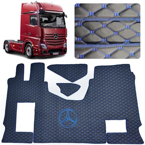 Auto LKW Fahrerabsatz Kompatibel für Mercedes Actros MP4 MP5 MP6 (Schwarz, Blauer Faden, Beifahrersitz ungefedert)