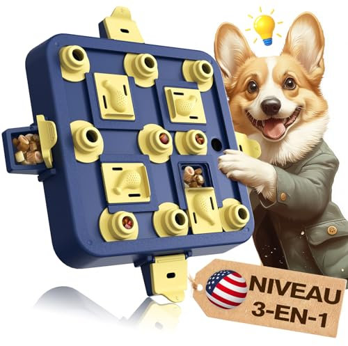 KADTC Dog Chess Puzzle Toy Level 3 in 1 Brain Stimulation Mentally Stimulating Cognitive Food Toys Boredom Buster Best Treat Puzzles Puppy Interactive Mind Smart Game For Small/Medium/Large