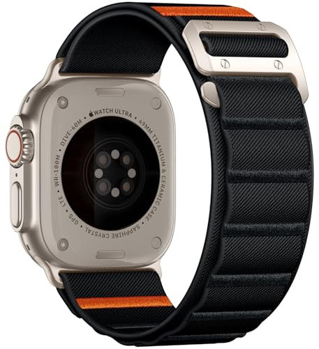 Bandletic Kompatibel mit Apple Watch Ultra 2/Ultra 3 Armband, Nylon Weich Sport Atmungsaktiv Breit Band mit G-Haken für Apple Watch Ultra 49mm, Series 11/10 46mm, 9/8/7 45mm, SE 6/5/4 44mm, 3/2/1 42mm