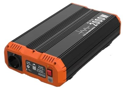 Transformateur pour Maison Camping Les Camping-Cars Les Transformateurs D'onduleurs Voiture À Onde Sinusoïdale 6000 W 12V À 220V Prise UE Écran LCD Télécommande Onduleur(2000W-12V)