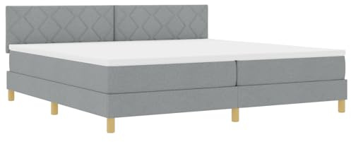 vidaXL Boxspringbett mit Matratze Hellgrau Gepolstert 200X200 cm Modernes Design Stoff für Erwachsene Holzbeine Einfache Montage und Premium Komfort Schlafzimmermöbel Pad Protektor Pocket Rahmen