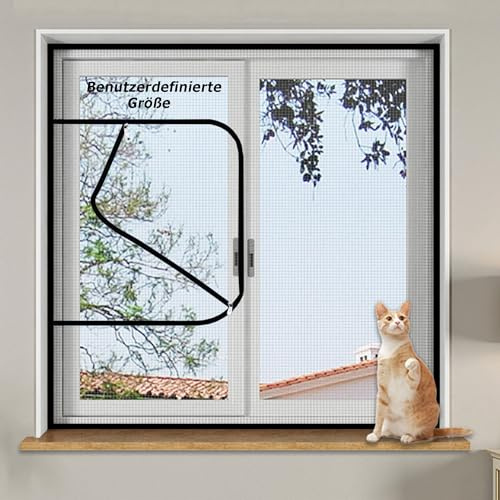 Hruile Benutzerdefinierte Größe Katzenschutz Netz mit Reißverschluss, Fliegengitter Fliegennetz für Küche Schlafzimmer Terrasse Balkon, Katzensicherheits-Fenstergitter