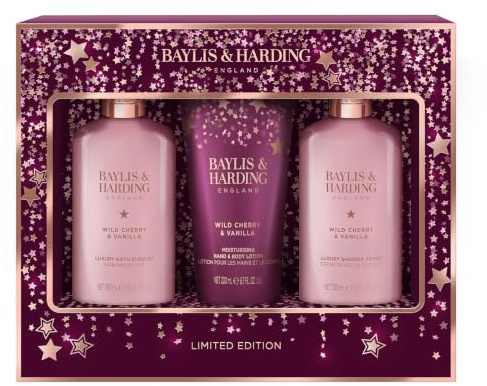 Baylis & Harding Midnight Cherry Luxury Bathing Essentials Gift Set (Pack of 1) - Vegan Friendly
