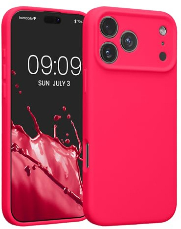 kwmobile Handyhülle kompatibel mit Apple iPhone 17 Pro Max Hülle - gummierte Handy Case aus Silikon in Neon Pink
