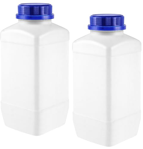 LDXDRU 2 Stücke 1500 ml Weithals-Flasche mit Schraubverschluß, Kunststoff-Flasche mit breiter Öffnung Leere Chemiekalienflaschen, Laborflasche für Labor, Küche oder Hobby