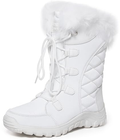 Polar Womens Quilted Faux Fur Cuff Winter Duck Rubber Sole Durable Snow Rain Outdoor Boot - UK4/EU37