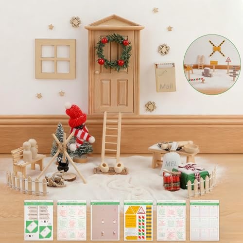 GEEKHOM 65 Stück Wichteltür Set Wichtel Zubehör Weihnachten