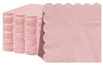 Lot de 100 Serviettes en Papier Jetables, 25 x 25 cm, Serviettes de Table 2 Plis, pour Dîner, Fête, Anniversaire et Décoration de Mariage (Rose)