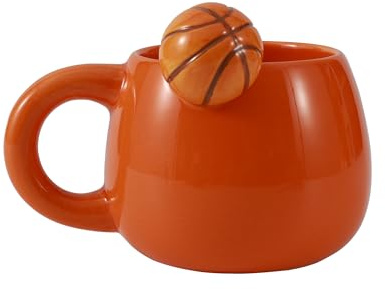 I-TOTAL® - Tasse en céramique avec ballon en céramique sur le bord, tasse à thé ou café 470 ml (SPORT) (BASKETBALL)