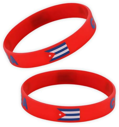 2 Stück Kuba Flagge Armband, kubanisches Silikon Armband, Dekor für Sport Parade Party Bracelet Cuba