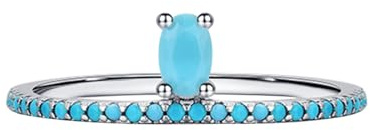 Ayoiow Ring Damen Silber mit Blau Türkis, Stapelbar 925 Sterling Silber Ring Damen Größe 49 (15.6)-60 (19.1)