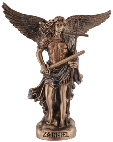 Erzengel Zadkiel, Engel der Gnade, Miniatur, aus Kunststein angefertigt, von Hand mit Goldfarbe bemalt, Veronese Kollektion, 708-78396