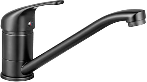 CECIPA Robinet Cuisine, Mitigeur Cuisine Monocommande 360° Rotatif, Monotrou L'eau Froide et Chaude pour Évier Cuisine ou Lavabo (Noir Mat)
