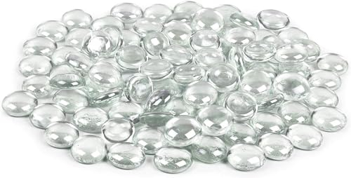 ARSUK Galets Décoratifs en Verre, Pierres Perles Arrondies, Pierres, Gemmes (170-180 pcs / 0.955kg Galets Transparents)