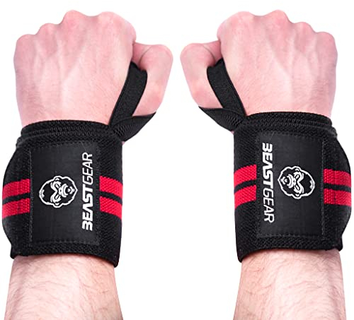 Beast Gear Fasce Polsi Palestra - Cinghie per Sollevamento Pesi e Stacchi da Terra, Uomo e Donna - Accessori Fitness - per Bodybuilding e Powerlifting