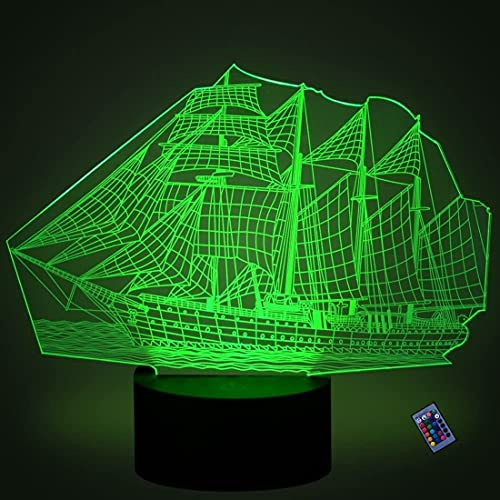 Kreative 3D Segelboot Nacht Licht 16 Farben Andern Sich Fernbedienung USB-Strom Touch Schalter Dekor Lampe Optische Täuschung Lampe LED Lampe Tisch Kinder Brithday Weihnachten Geschenke
