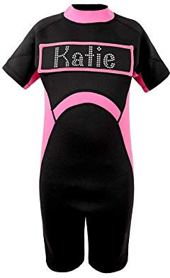 Varsany Girls Personalised Wetsuit - Warm, Thicken, Long Leash Zipper Neoprene Swimsuit for Kids - Best Choice for Snorkelling, Swimming, Surfing - DivingSuit for Childrens Ages 7-15 Black