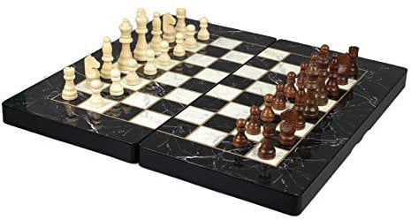 Chessgammon Backgammon- und Schach-Set, Holz, 50,8 cm, Schwarz / Weiß