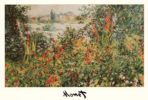 LBG Kunstklappkarte Claude Monet Blumen bei Vetheuil Passepartout Kunstkarte Doppelkarte Grußkarte Glückwunschkarte Goldprägung